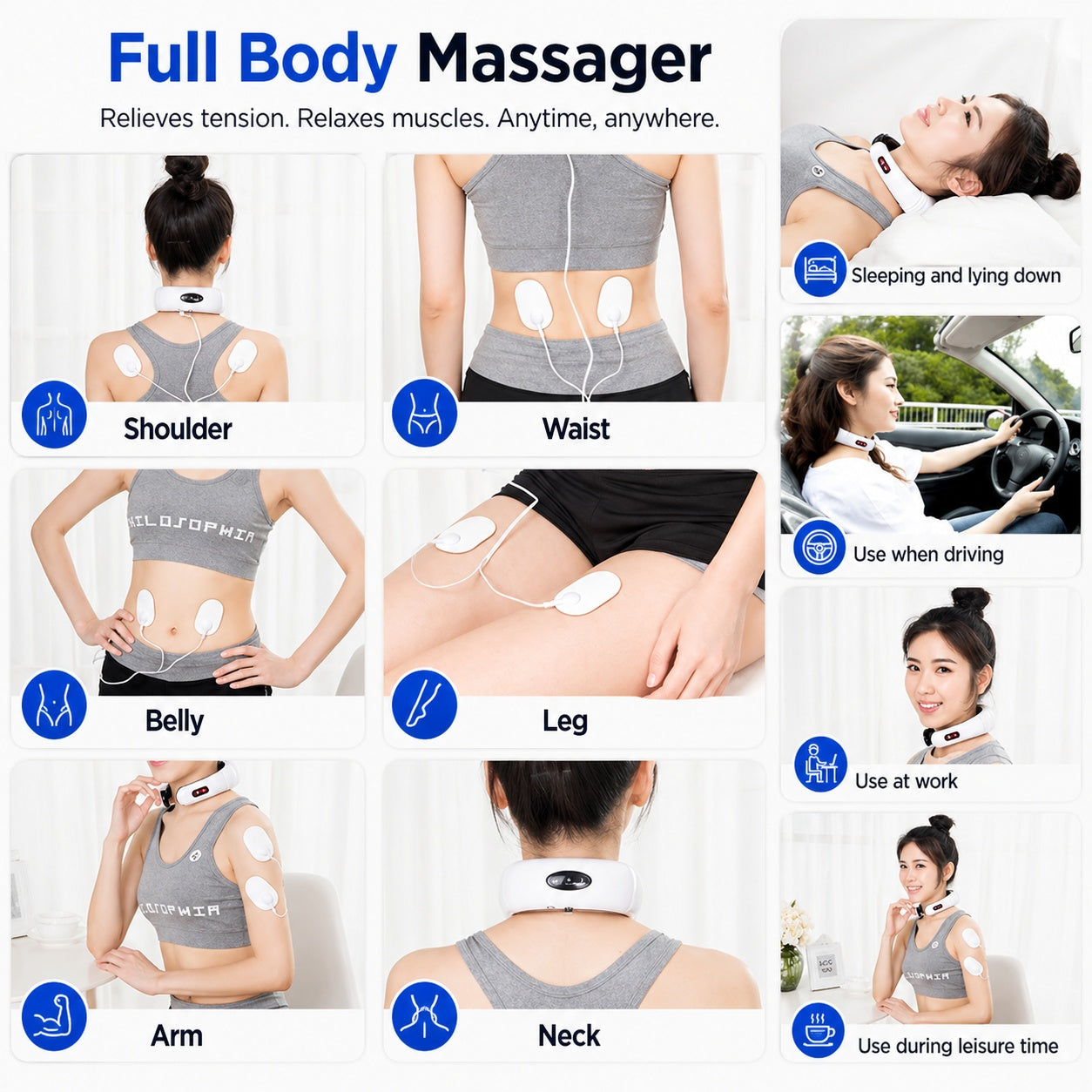 Electric Cervical Pulse Neck Massager Muscle Relax Massage Magnetic Therapy US