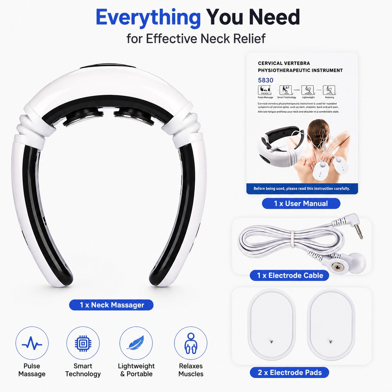 Electric Cervical Pulse Neck Massager Muscle Relax Massage Magnetic Therapy US
